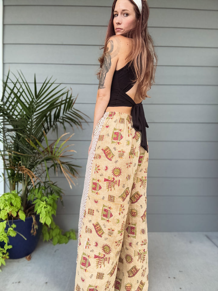 Manifesting Morning - Kantha Palazzo Pants OOAK