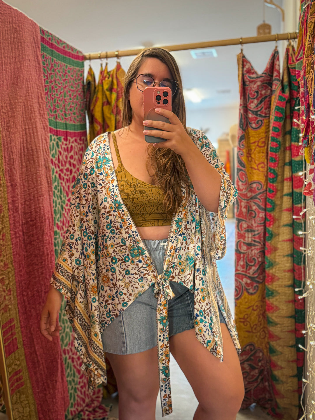 Floral Front Tie Kimono