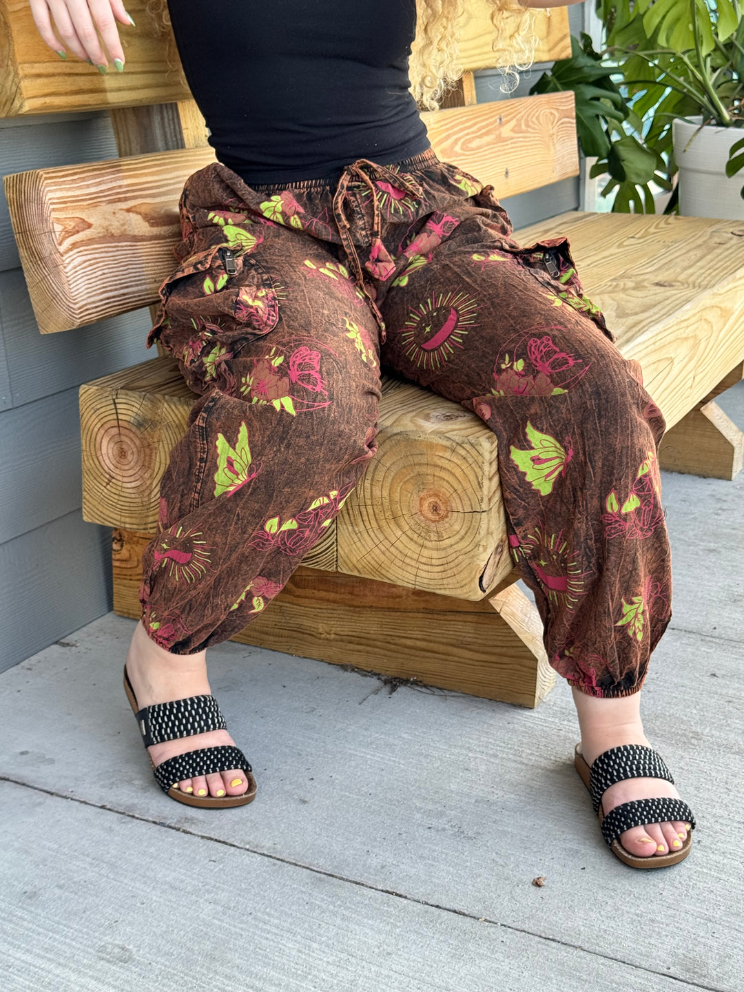 Cotton Jogger Pants with Boho Print