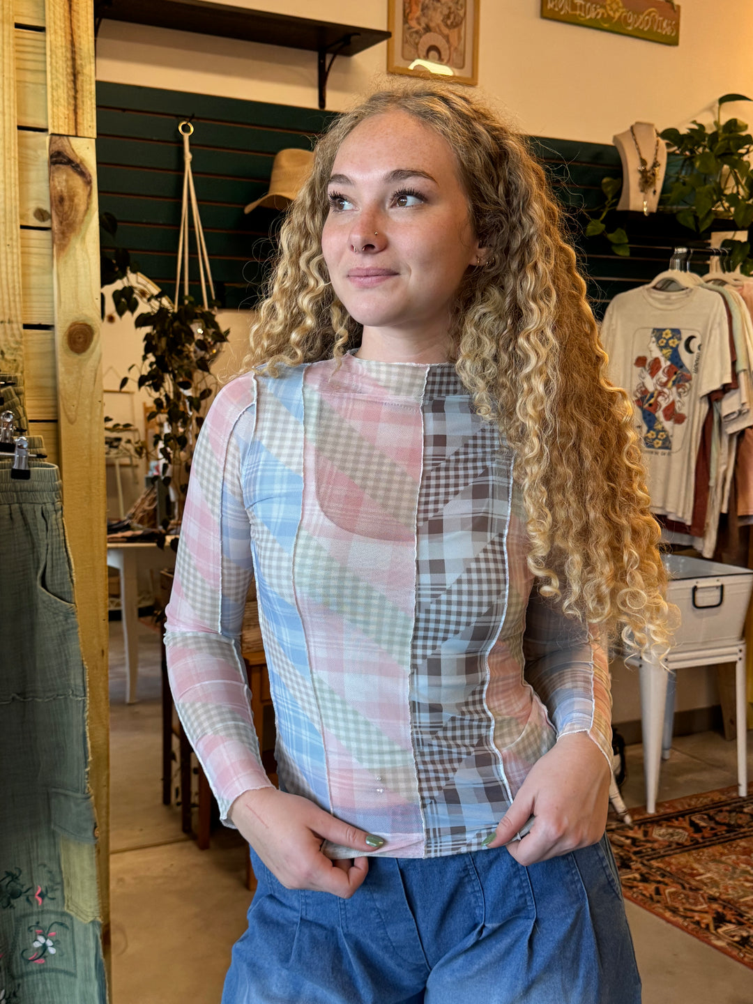 Checker Mix Mesh Top