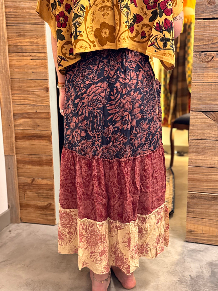 Cactus Garden Tiered Maxi Skirt