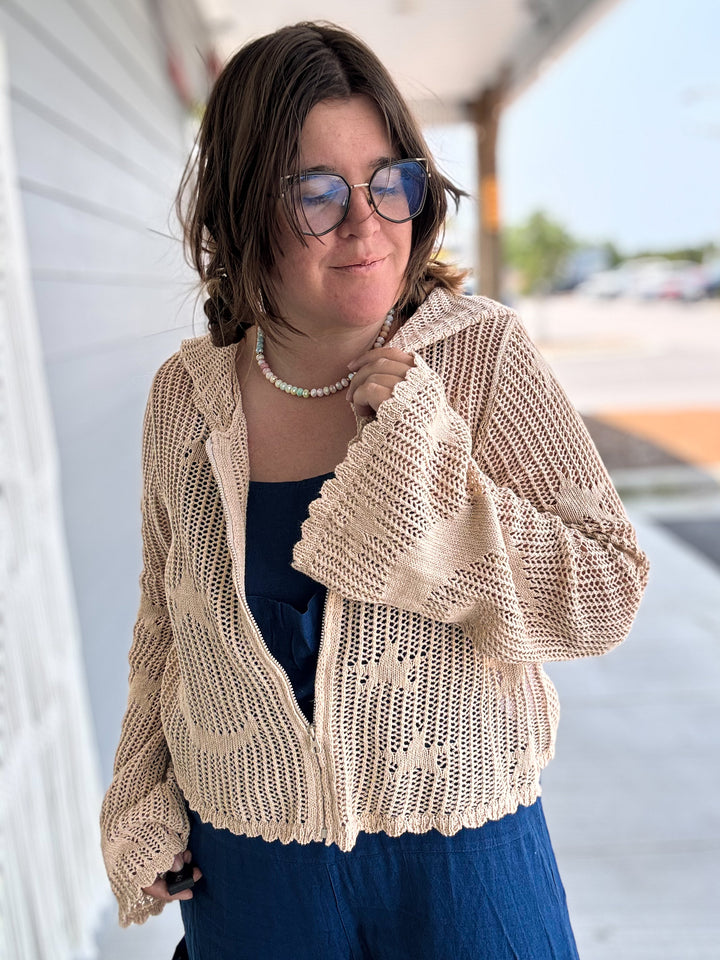 Celestial Lacy Cropped Zip Hoodie
