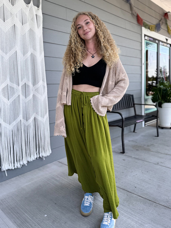 Beachy Boho Bamboo Cotton Button Skirt