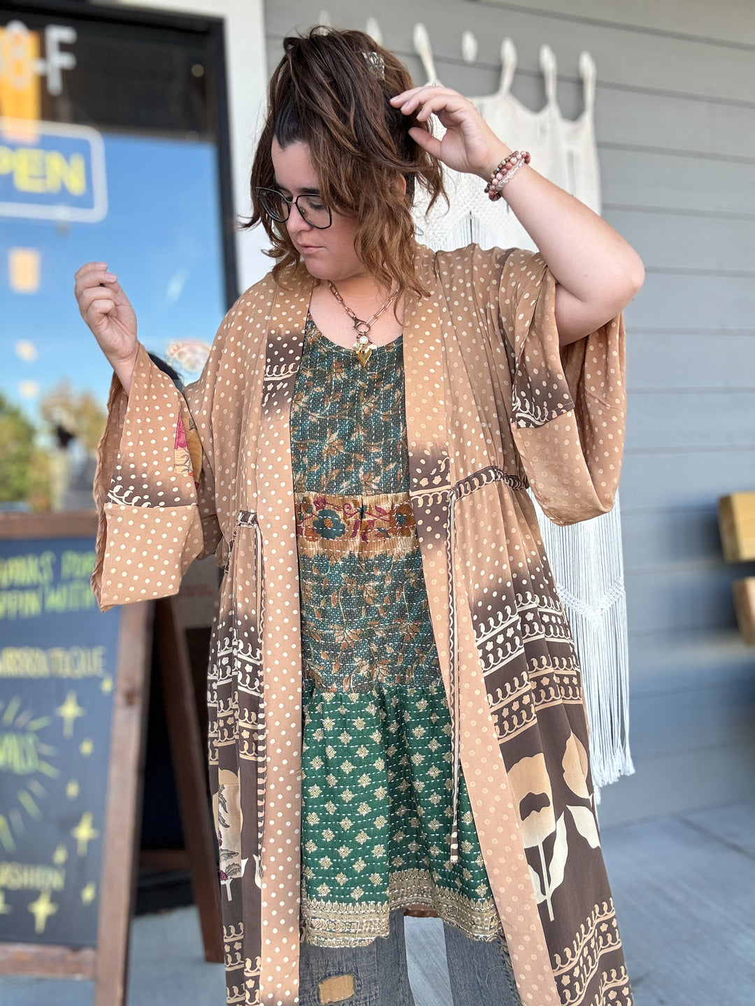 Calm Polka - Silk Dreamweaver Kimono OOAK