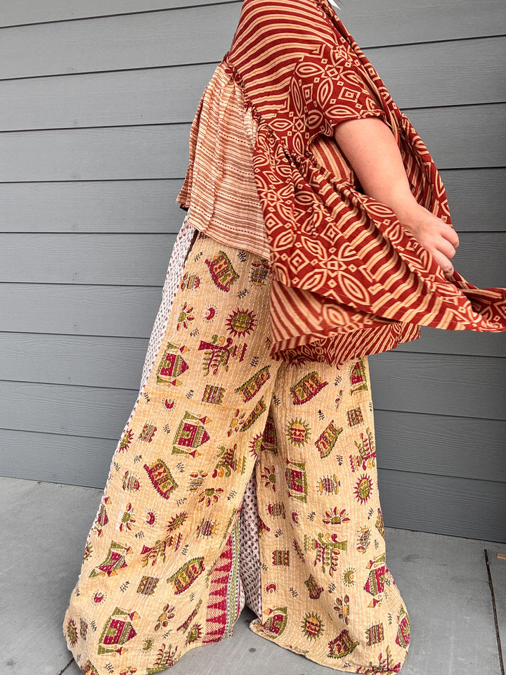 Manifesting Morning - Kantha Palazzo Pants OOAK