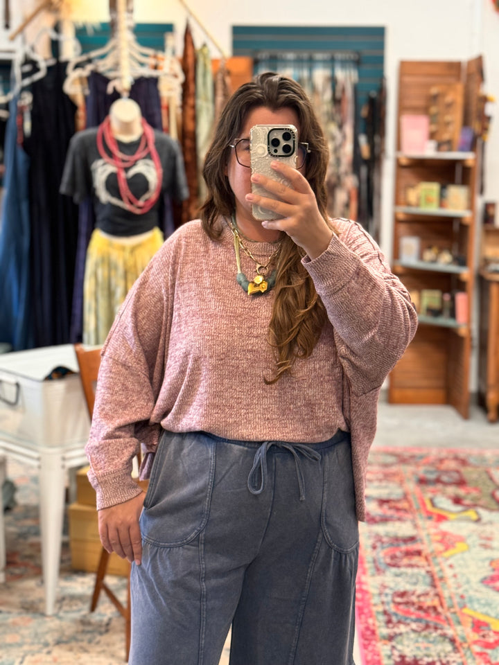 Long Sleeve Two Tone Solid Top