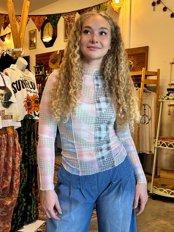 Checker Mix Mesh Top