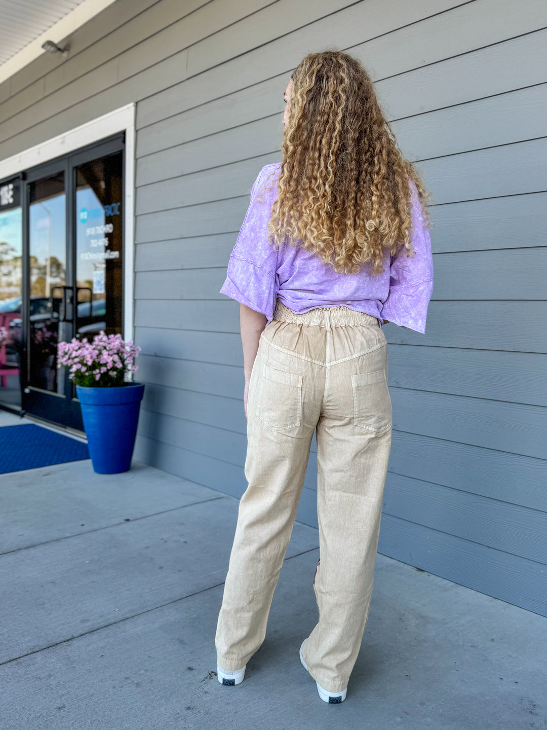Distressed Khaki Pants with Butterflies - Paper Lace