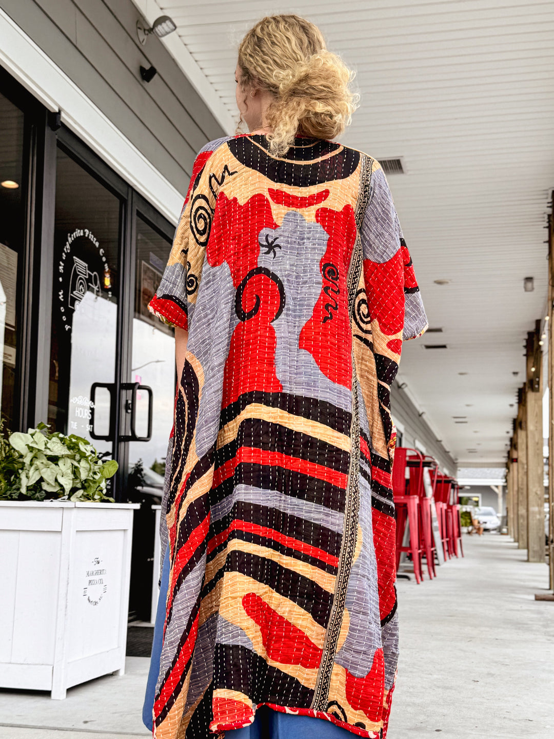 Bold Red - Kantha Ruana OOAK