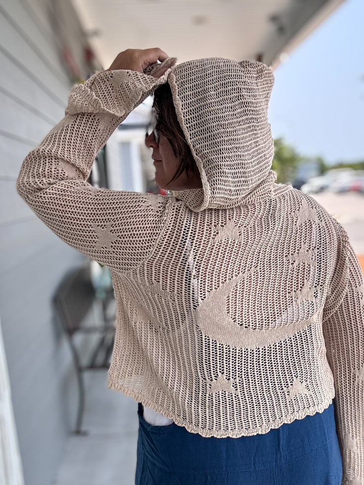 Celestial Lacy Cropped Zip Hoodie