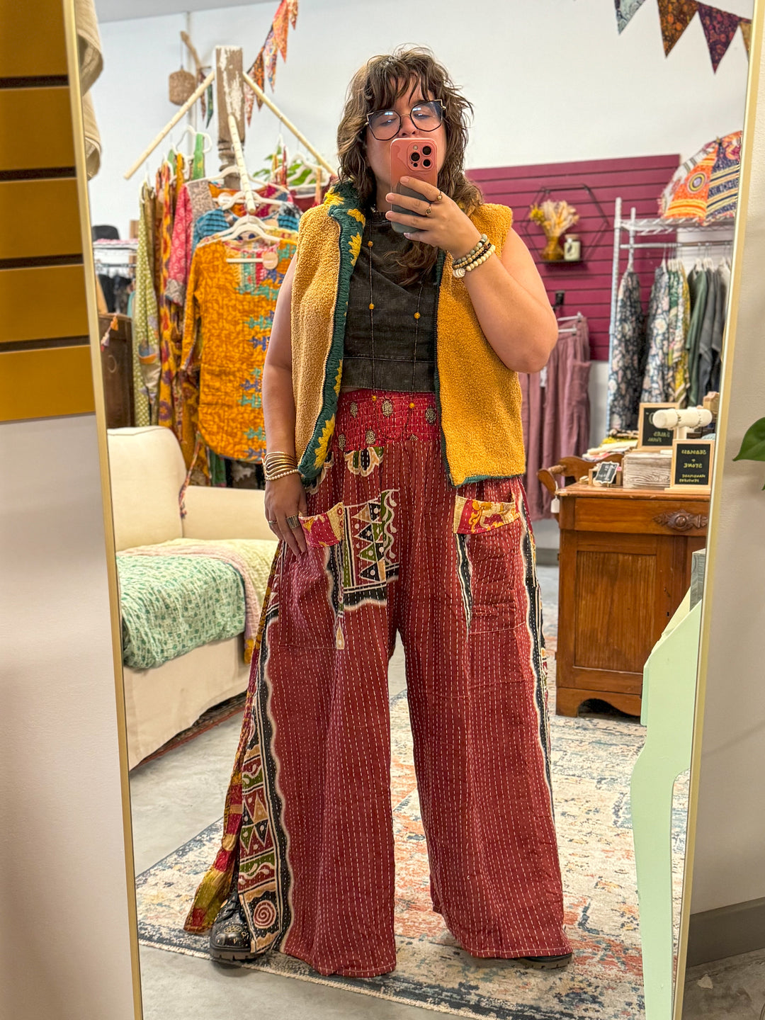 Time To Be - Kantha Synergy Side Slit Pants OOAK