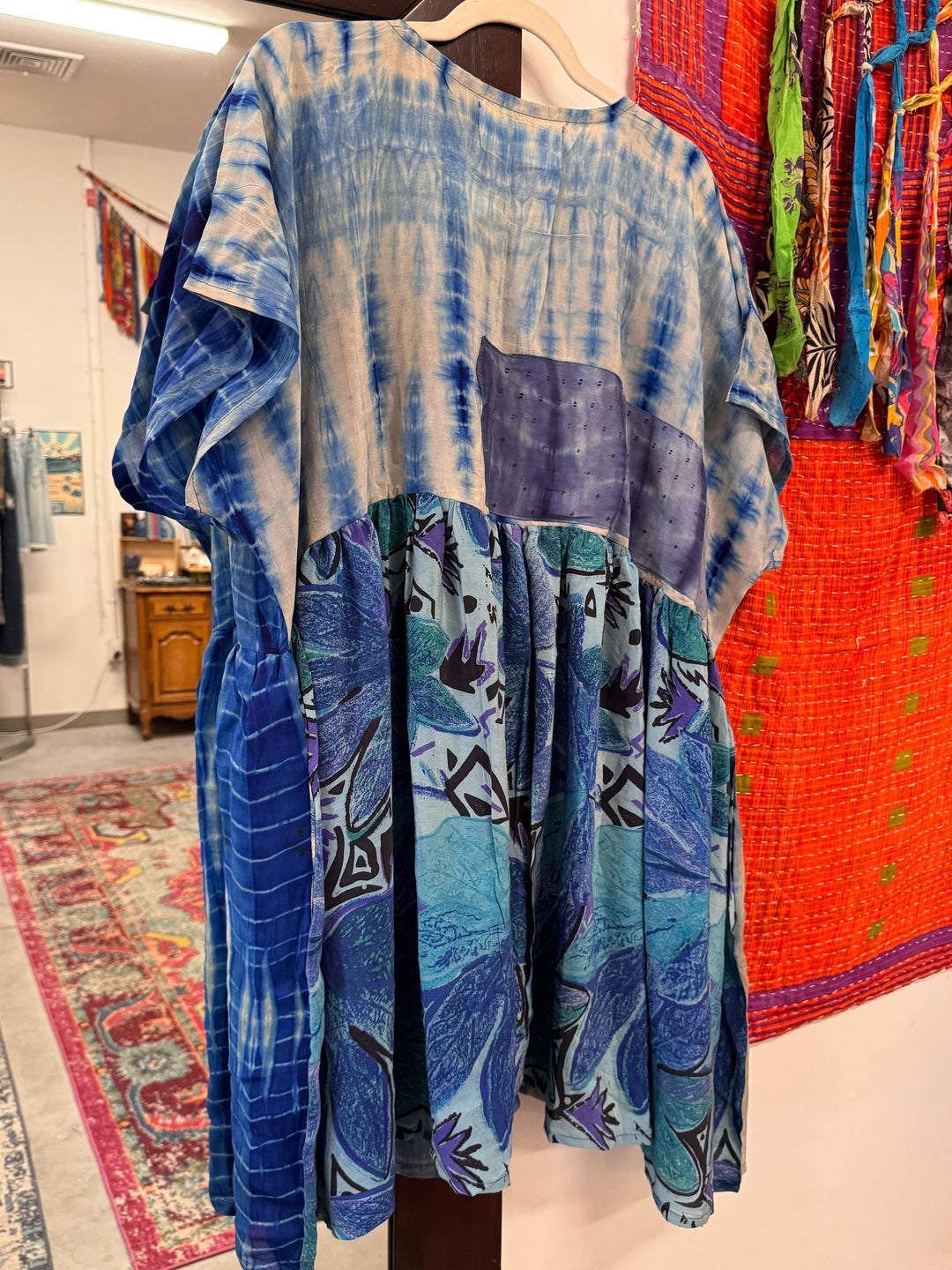 Reflections - Crepe Sari Daydream Button Down Mini Dress OOAK