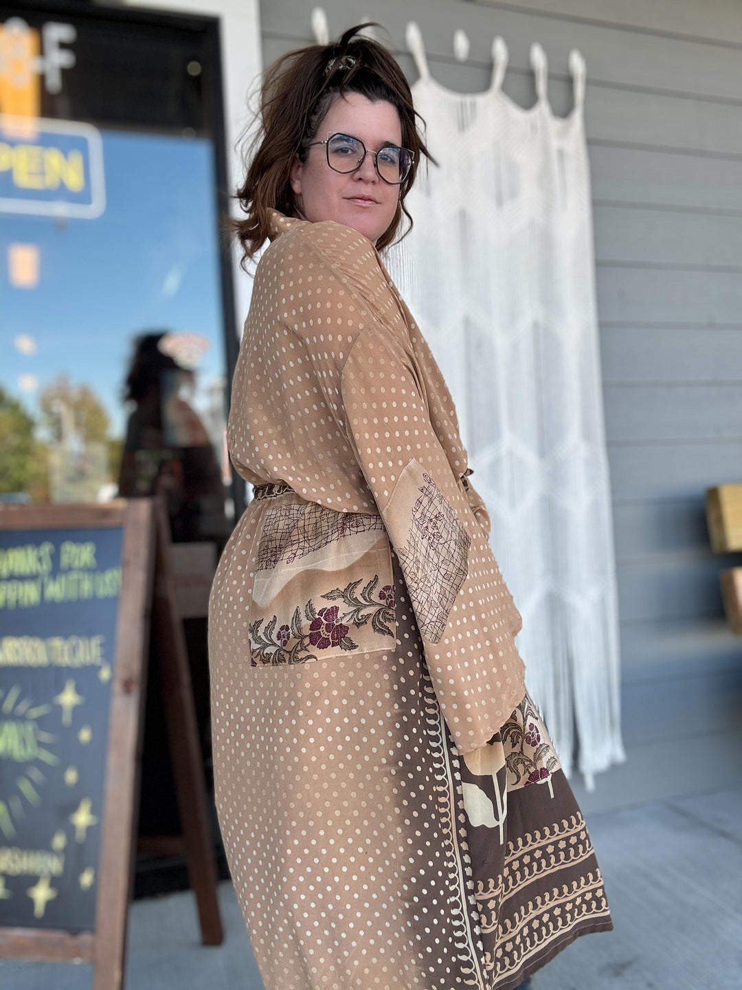 Calm Polka - Silk Dreamweaver Kimono OOAK