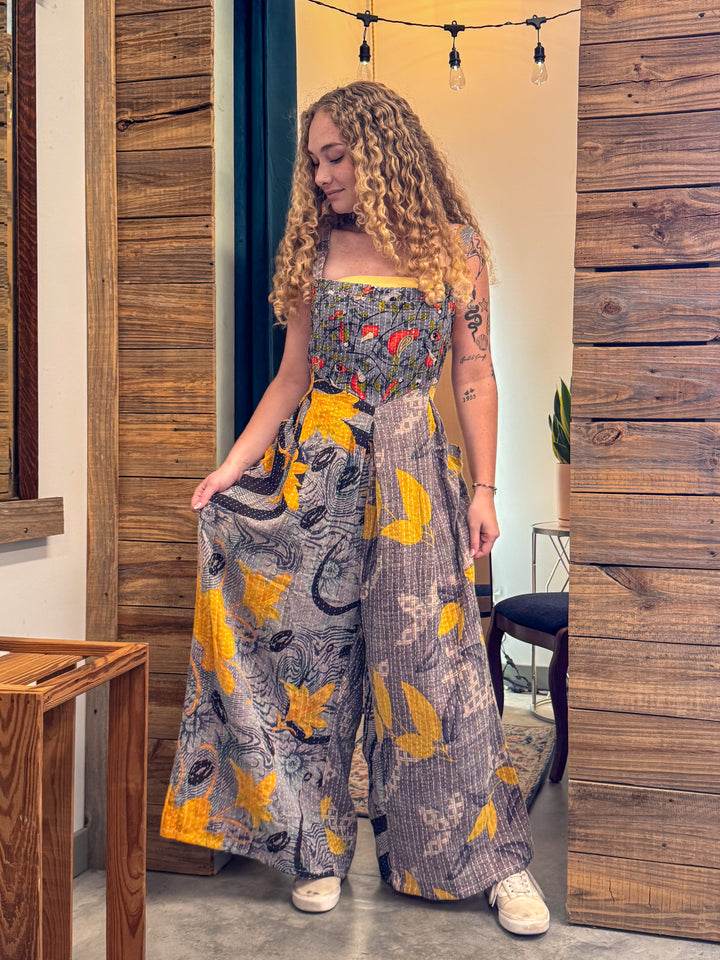 Nature Revealed - Pareo Kantha Crossroad Overalls OOAK