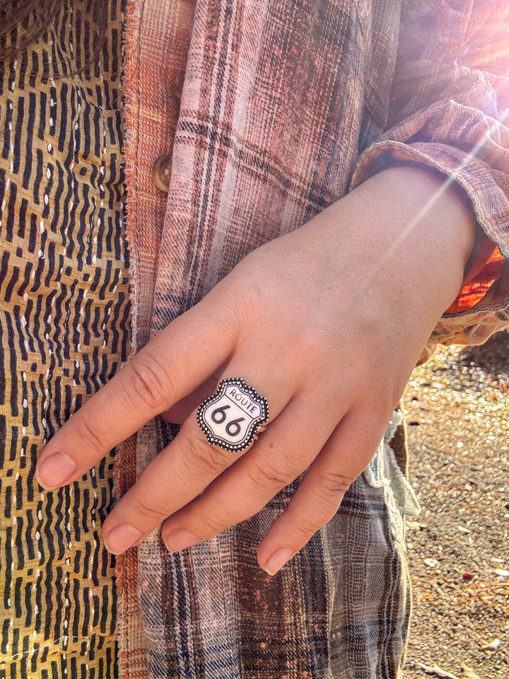 Route 66 Sign Cuff Ring