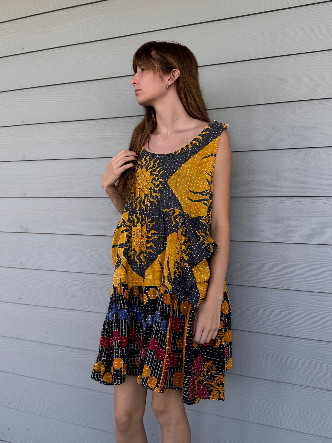 The Sun - Kantha Meadow Mini Dress OOAK