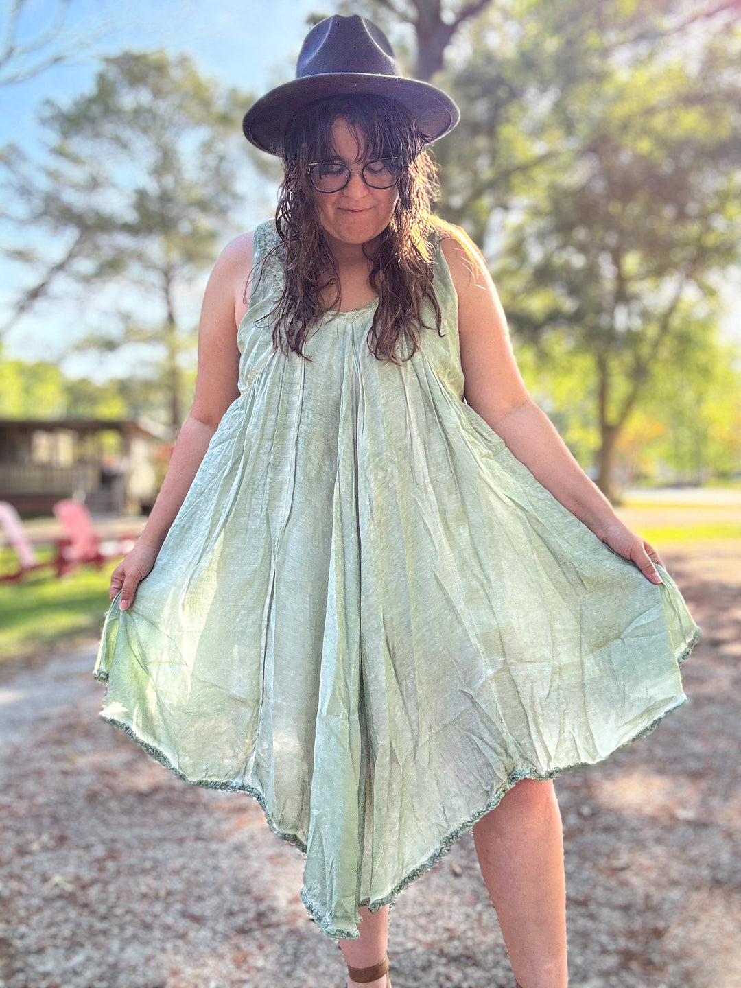 Vintage Wash Romper with lace accents - Paper Lace
