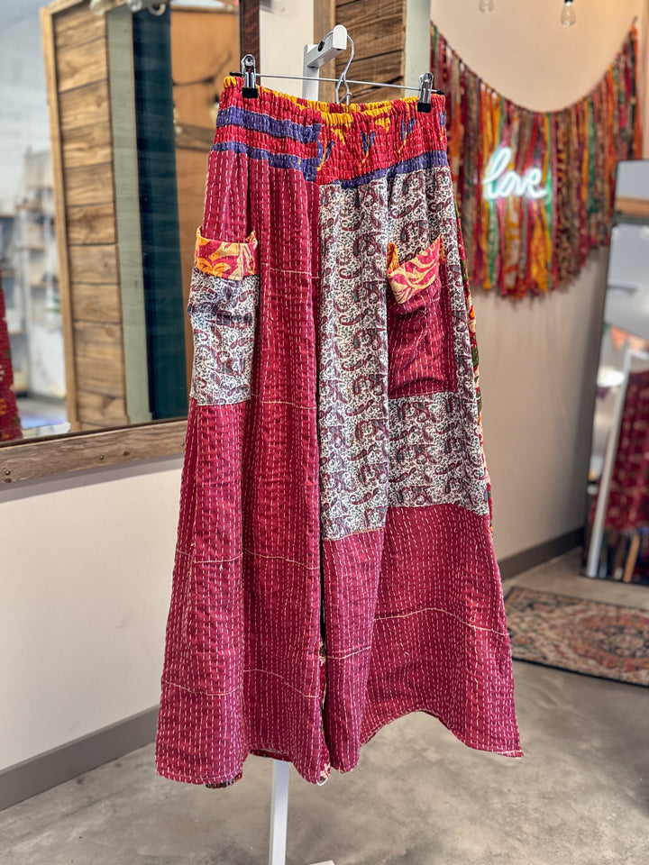 About Time - Kantha Synergy Side Slit Pants OOAK