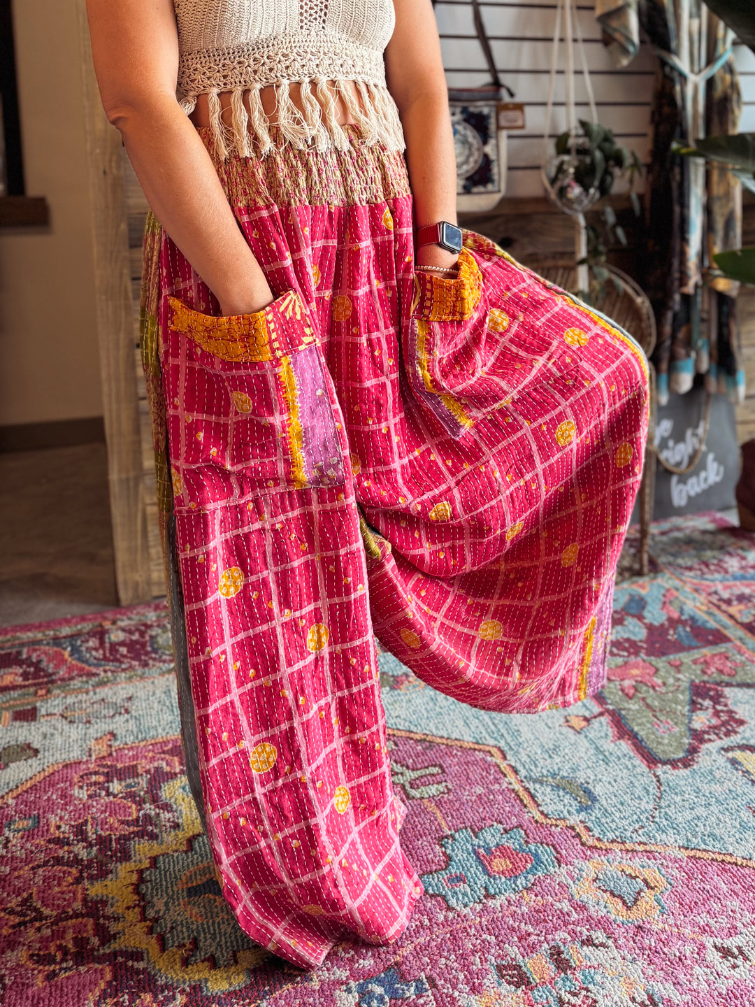 Rom-Pom-Pom - Kantha Synergy Side Slit Pants OOAK