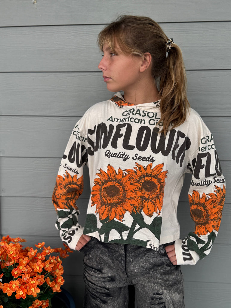Sunflower Cotton Long Sleeve Crop Hoodie – Blair's Boutique