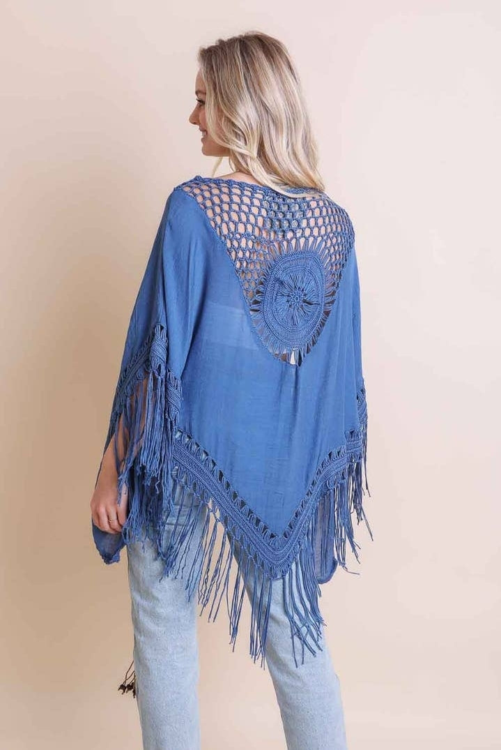 Crochet Medallion Tassel Kimono