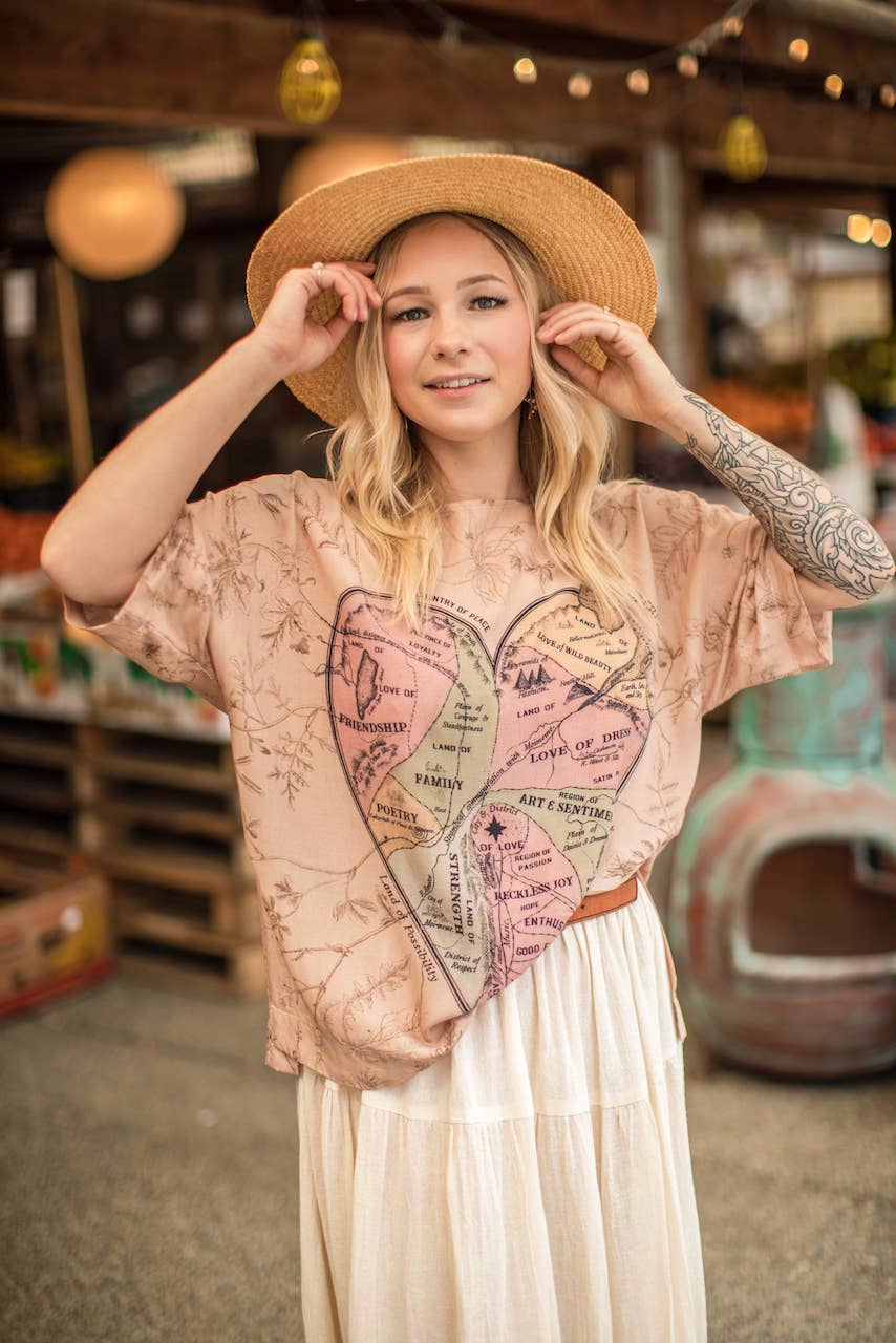 Map of My Heart Bohemian Tee Luxe Bamboo Tunic Shirt