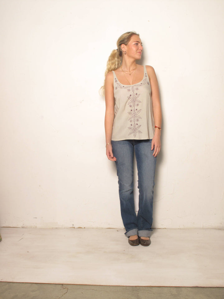 Embroidered Cotton Tank