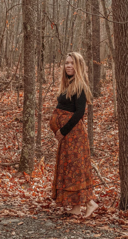 Hippie Boho Style 2 Layer Floral Silk Wrap Skirt