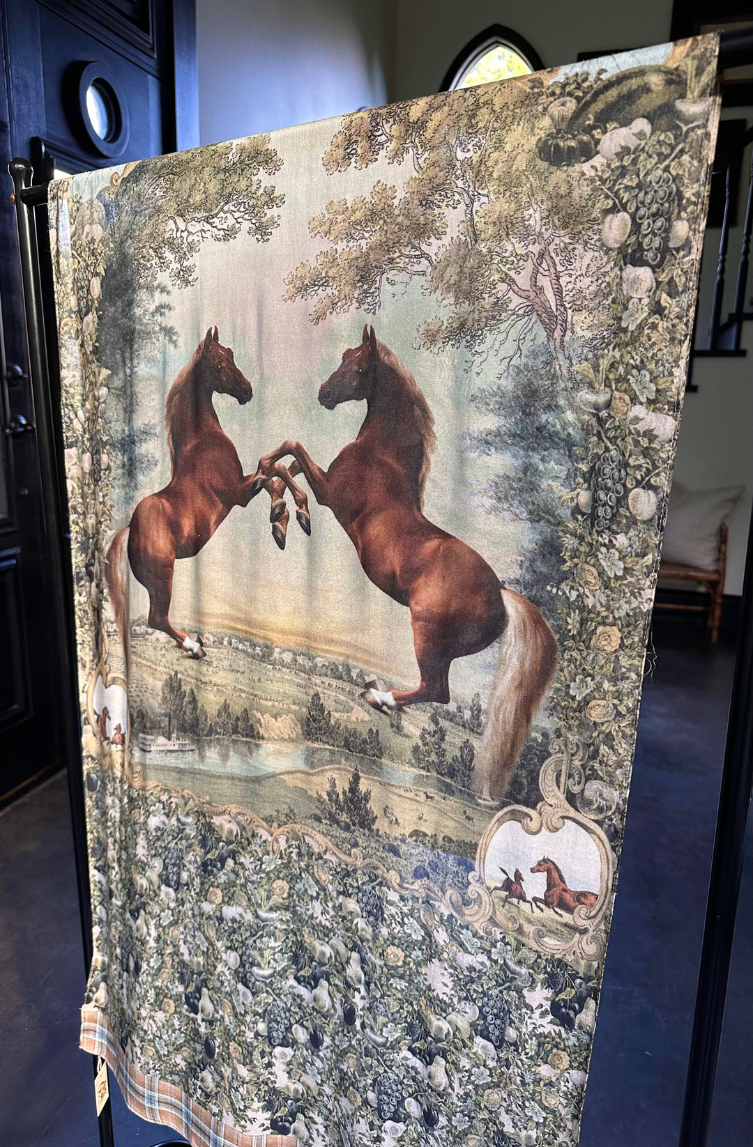 Born To Run Scarf with Wild Horse & Floral Print