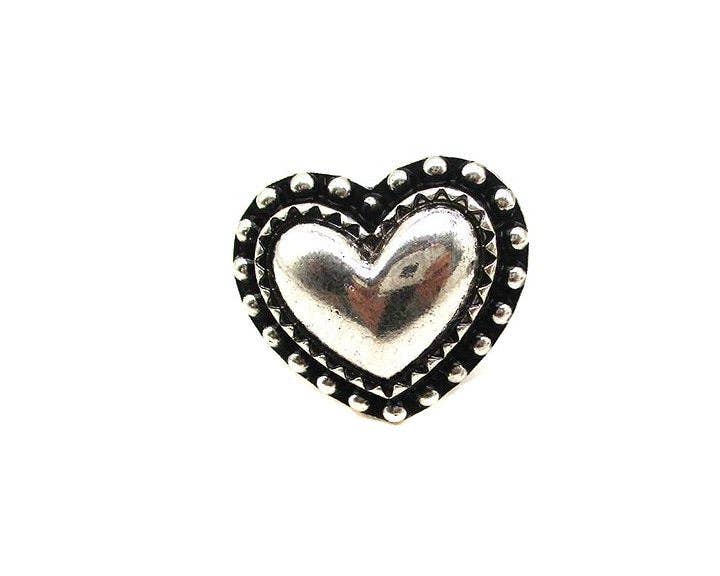 Western Metal Bubble Heart Cuff Ring