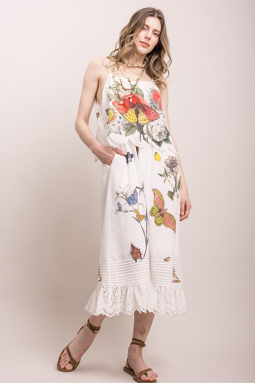Butterfly and Flower Print Dress
