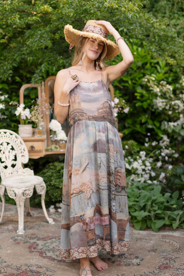 Imaginarium Bohéme Slip Dress with Moon and Dreamscape Print