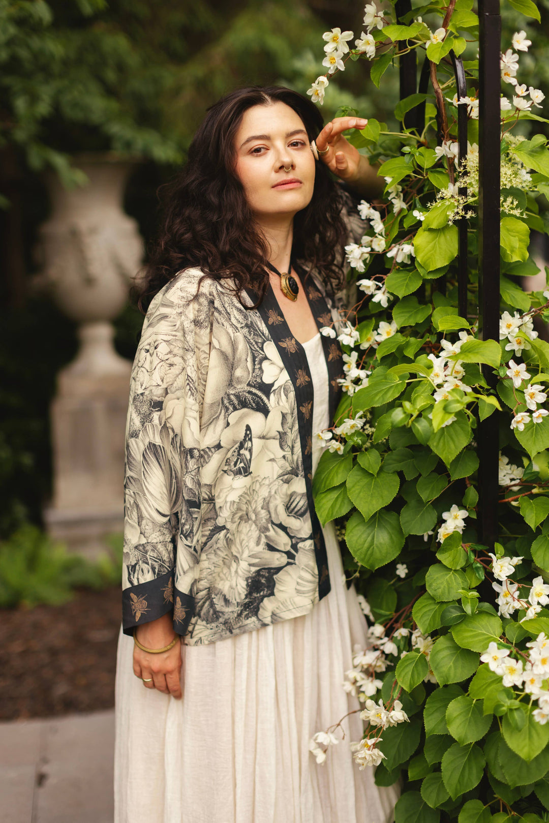 Honey &amp; The Moon Pixie Duster Crop Kimono w/ Florals &amp; Bees