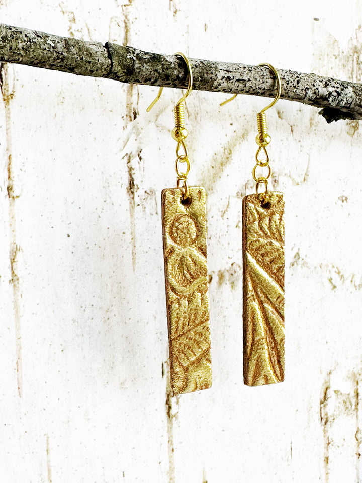 Leather Embossed Earrings Bars