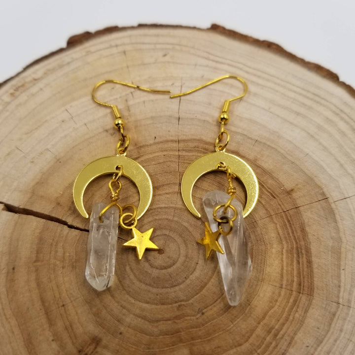 Star & Moon Celestial Crystal Earrings
