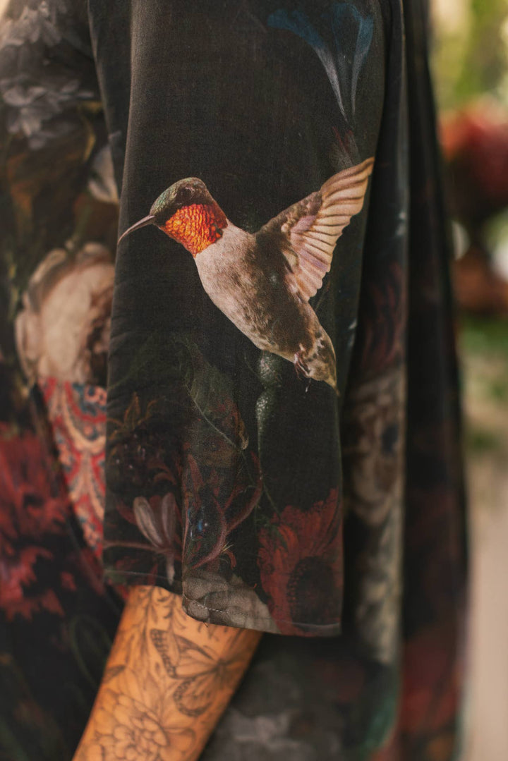 Flight of Fancy Artist Tunic Dress With Pockets & Hummingbird