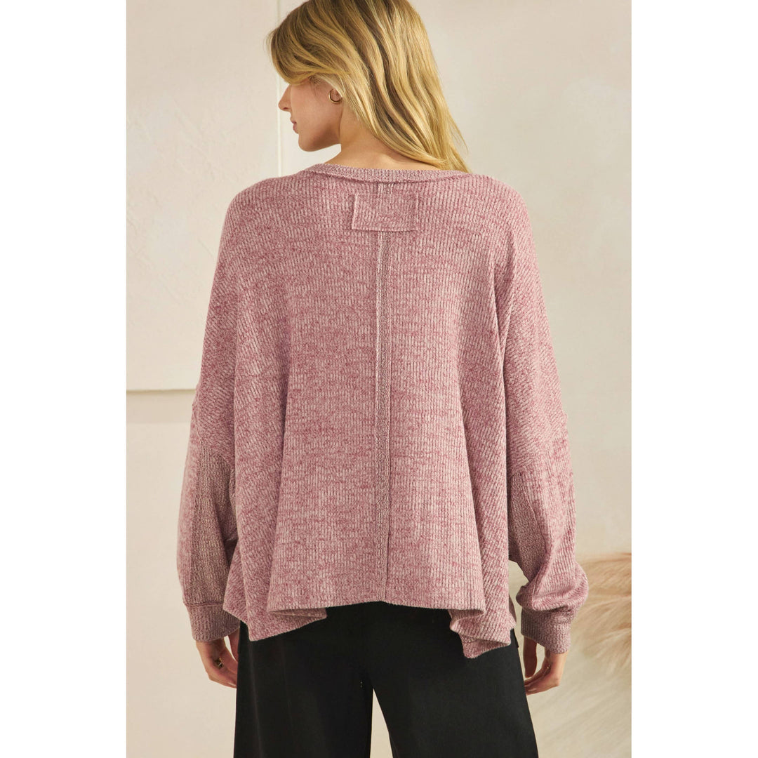 Long Sleeve Two Tone Solid Top