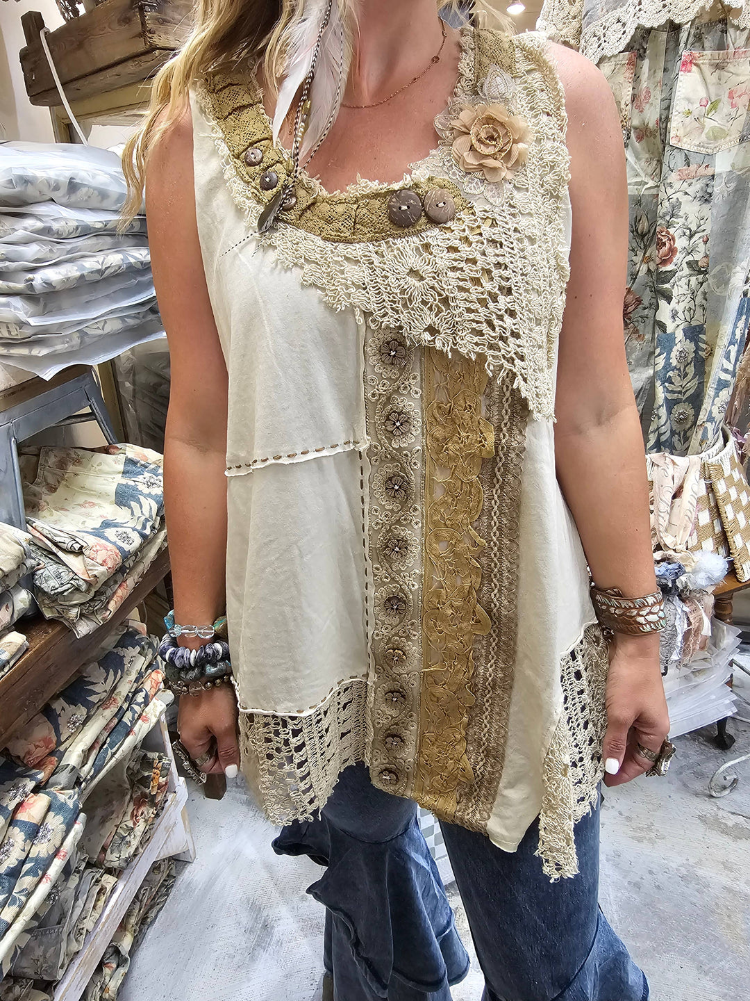 Crochet Vintage Button Cami