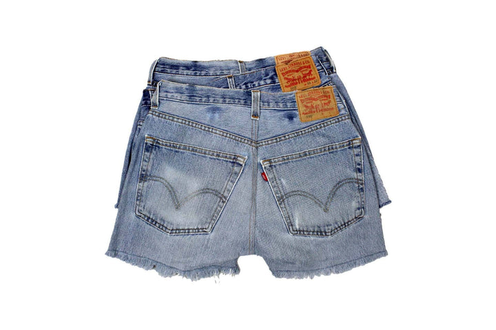 Mid-Rise Upcycled Denim Straight-Cut Shorts - Original