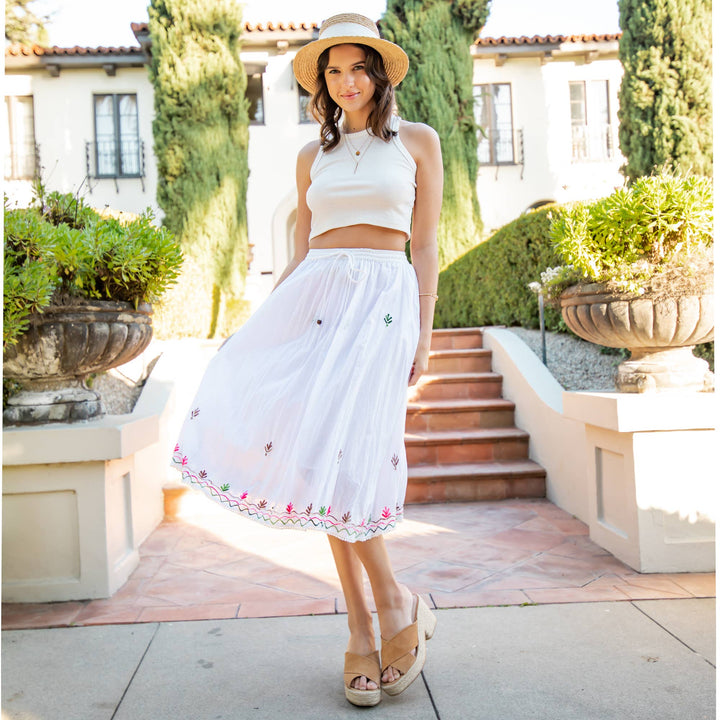 Mid Length Western Skirt Crinkled, Lined With Two Pockets