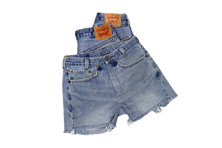 Mid-Rise Upcycled Denim Straight-Cut Shorts - Original