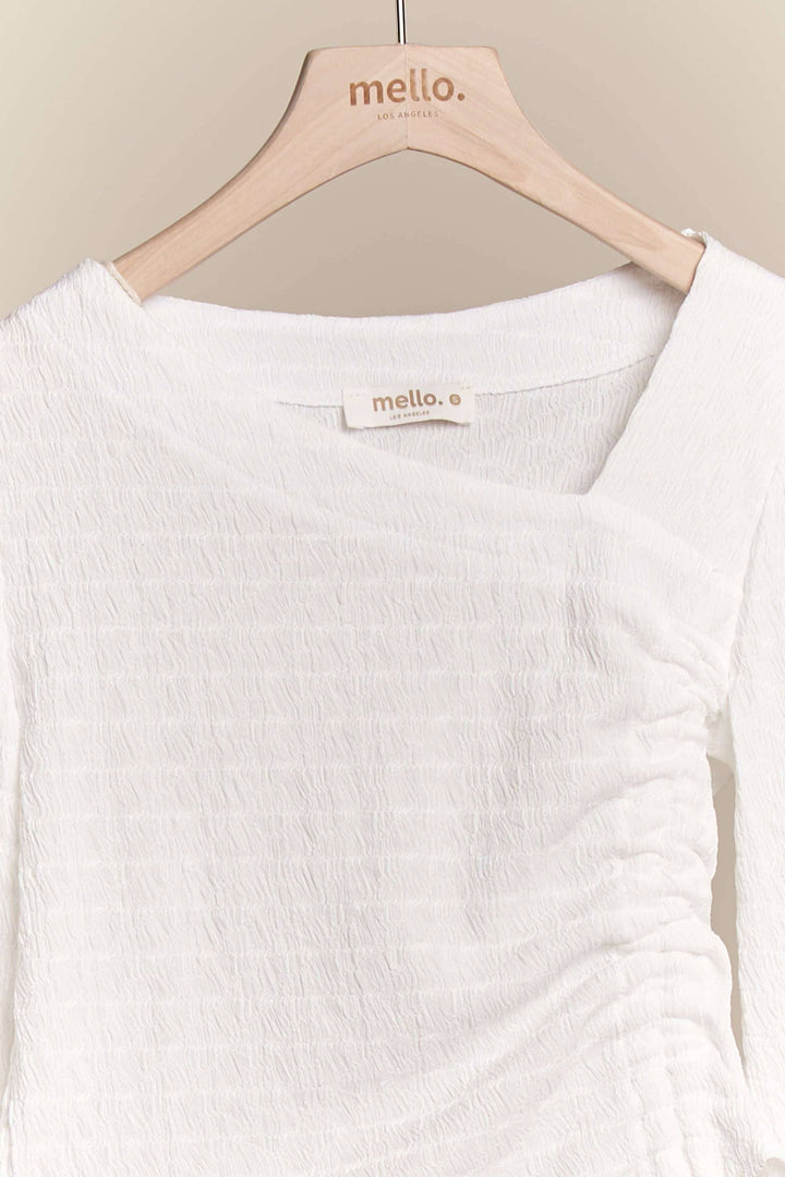 Long Sleeve Quilted Top with Ruched Drawstring