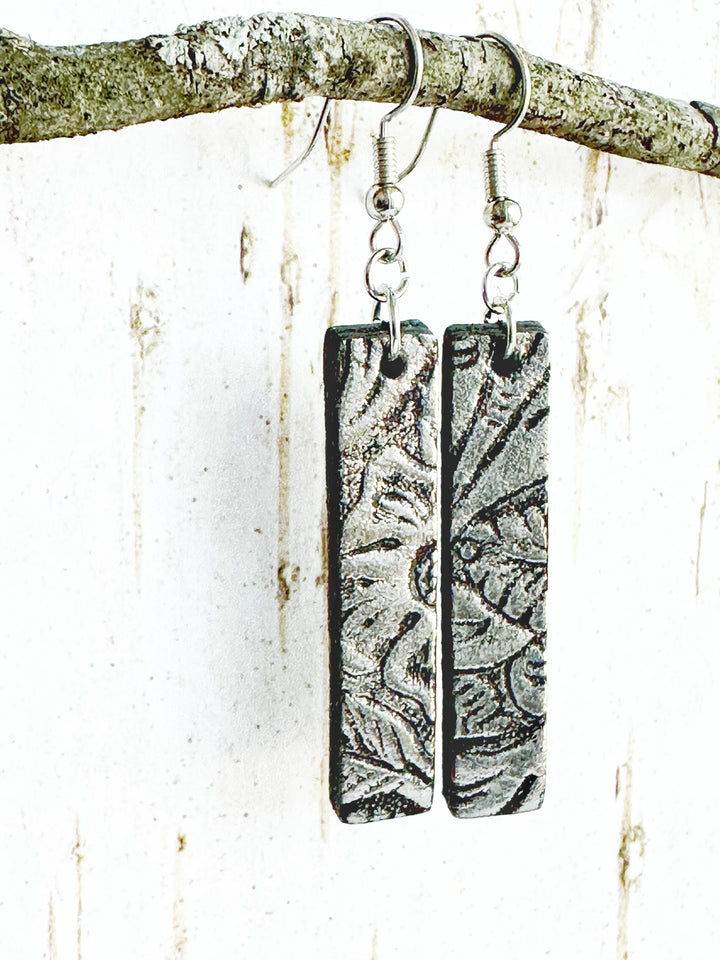 Leather Embossed Earrings Bars
