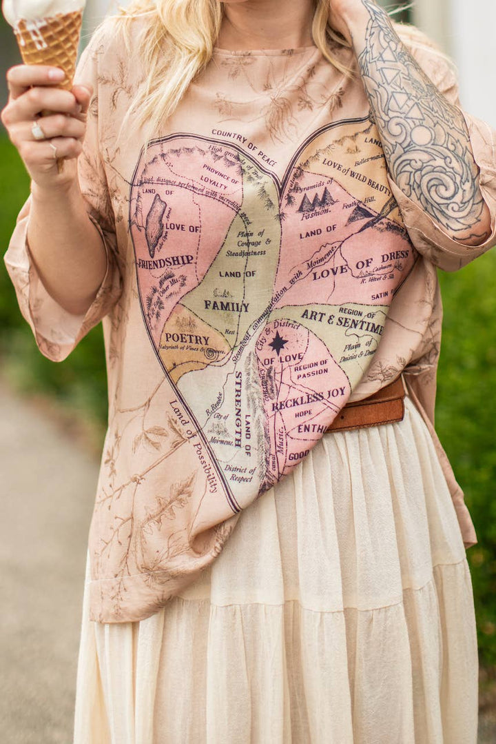 Map of My Heart Bohemian Tee Luxe Bamboo Tunic Shirt