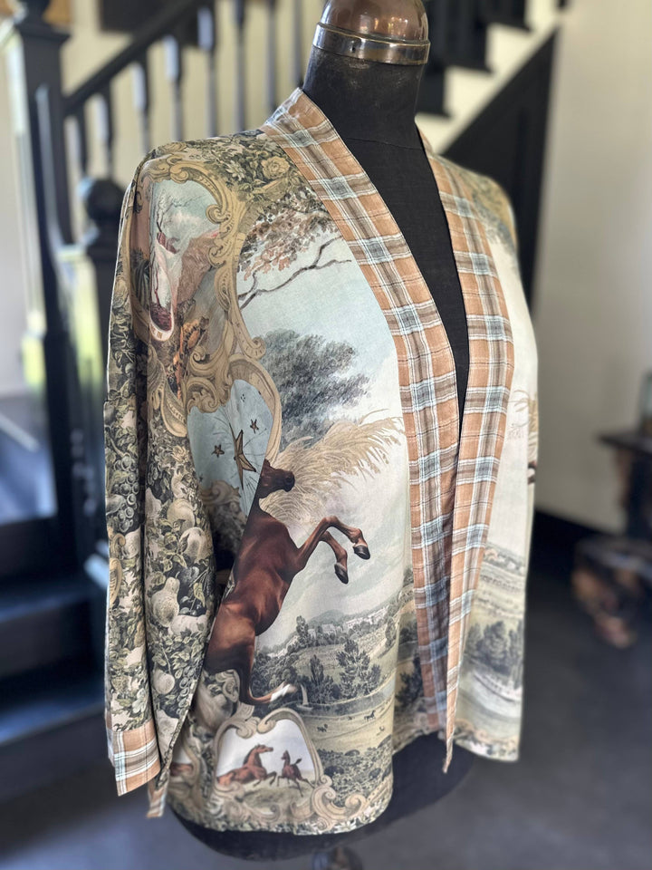 Born to Run Pixie Duster Crop Kimono w/ Horse & Flower Print