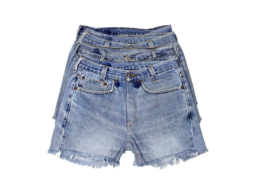 Mid-Rise Upcycled Denim Straight-Cut Shorts - Original