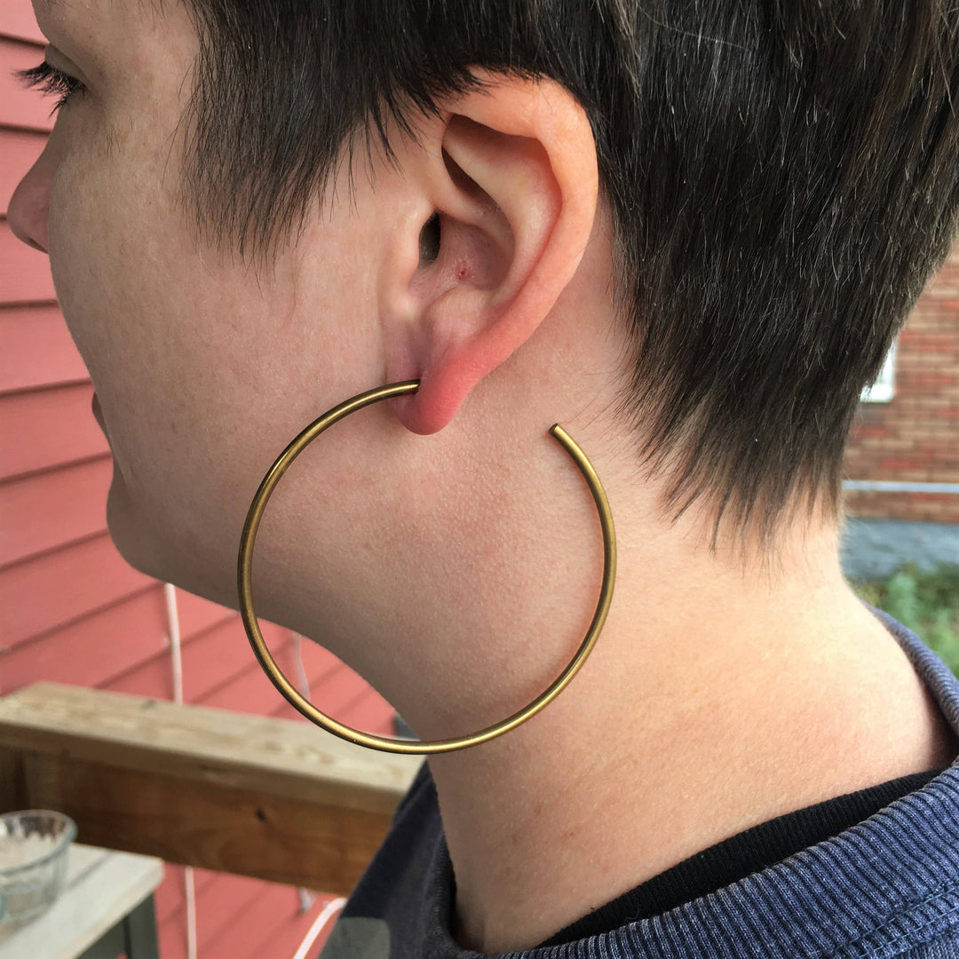 Extra Large Brass Hoop Earrings