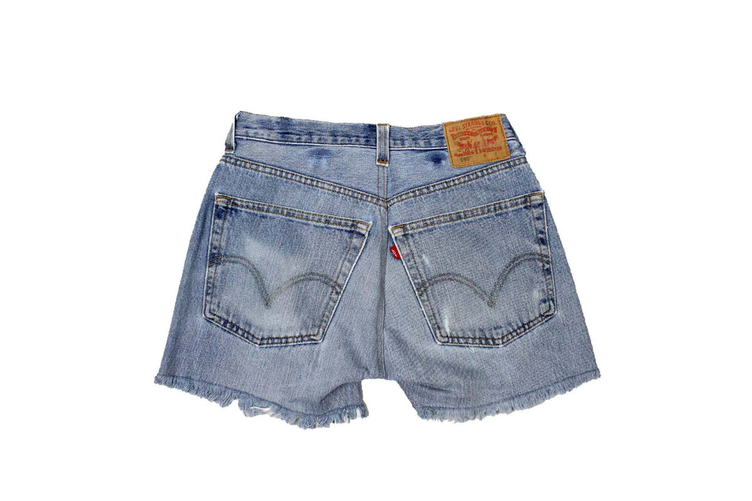 Mid-Rise Upcycled Denim Straight-Cut Shorts - Original