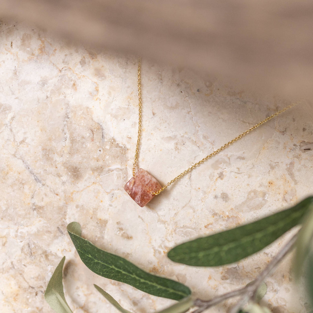 Dainty Raw Crystal 14K Gold, Silver Birthstone Necklace