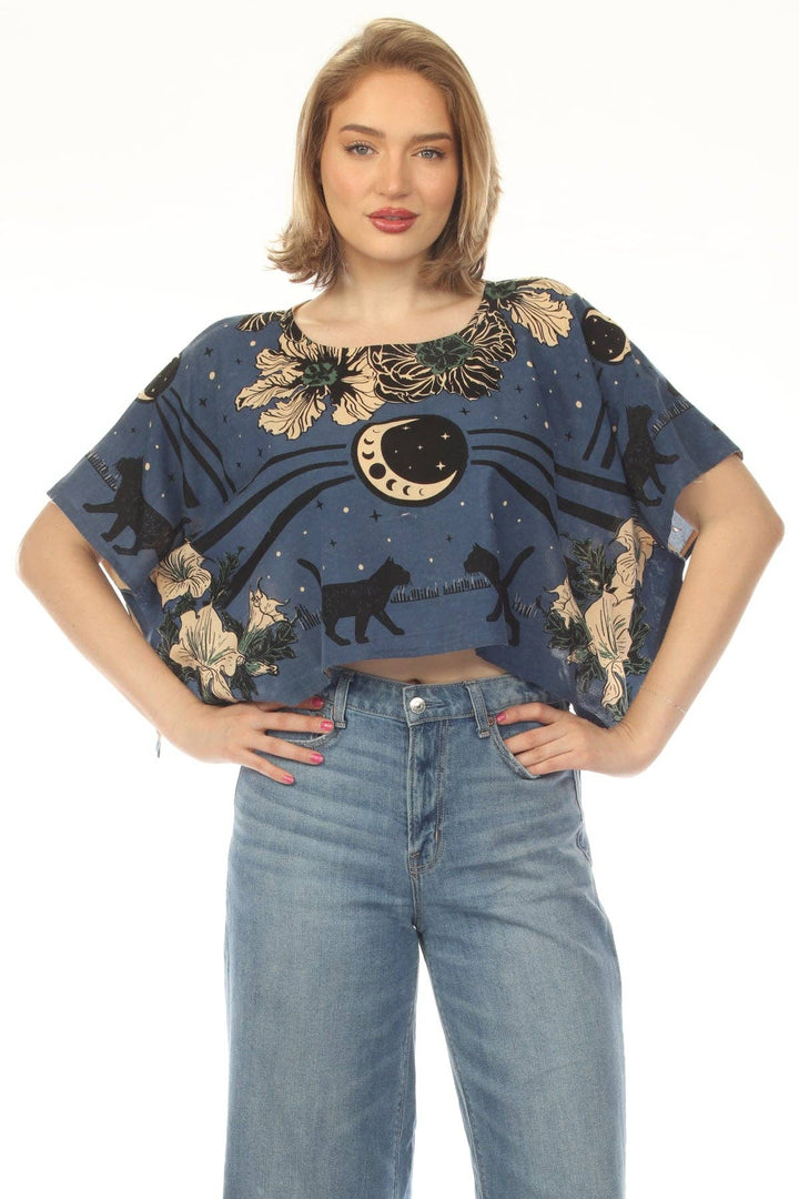 Moonflower Cats Scarf Top
